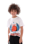 Boys White Basketball T-Shirt Sporty Athletic Tee | ANJA Sportswear