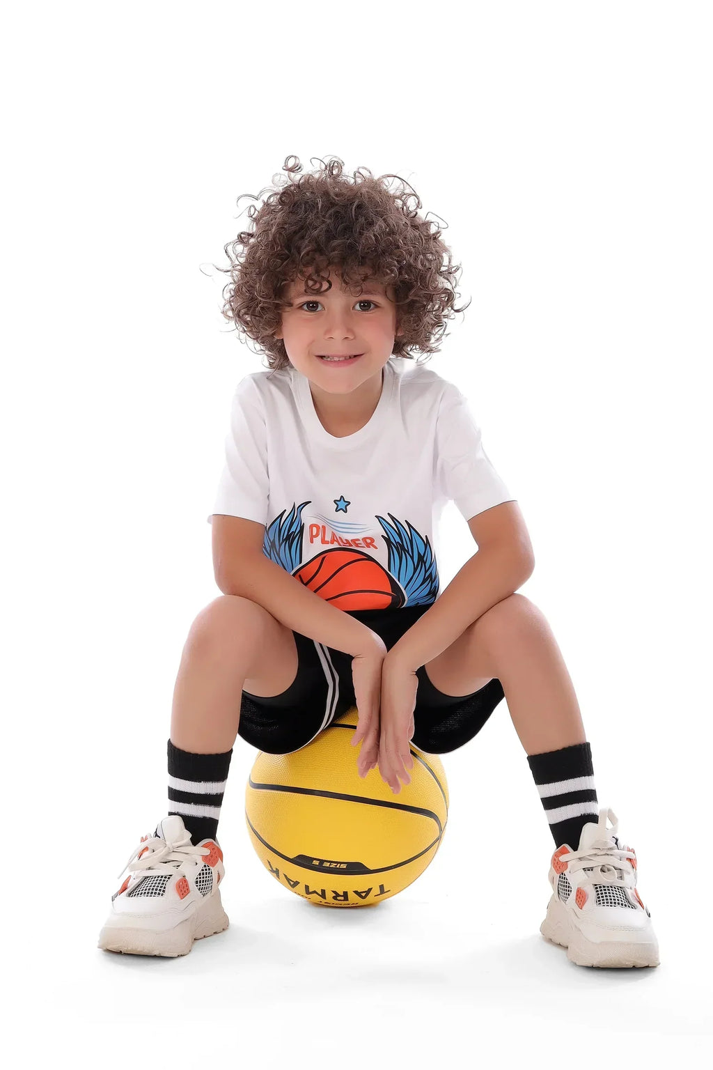 Boys White Basketball T-Shirt Sporty Athletic Tee | ANJA Sportswear