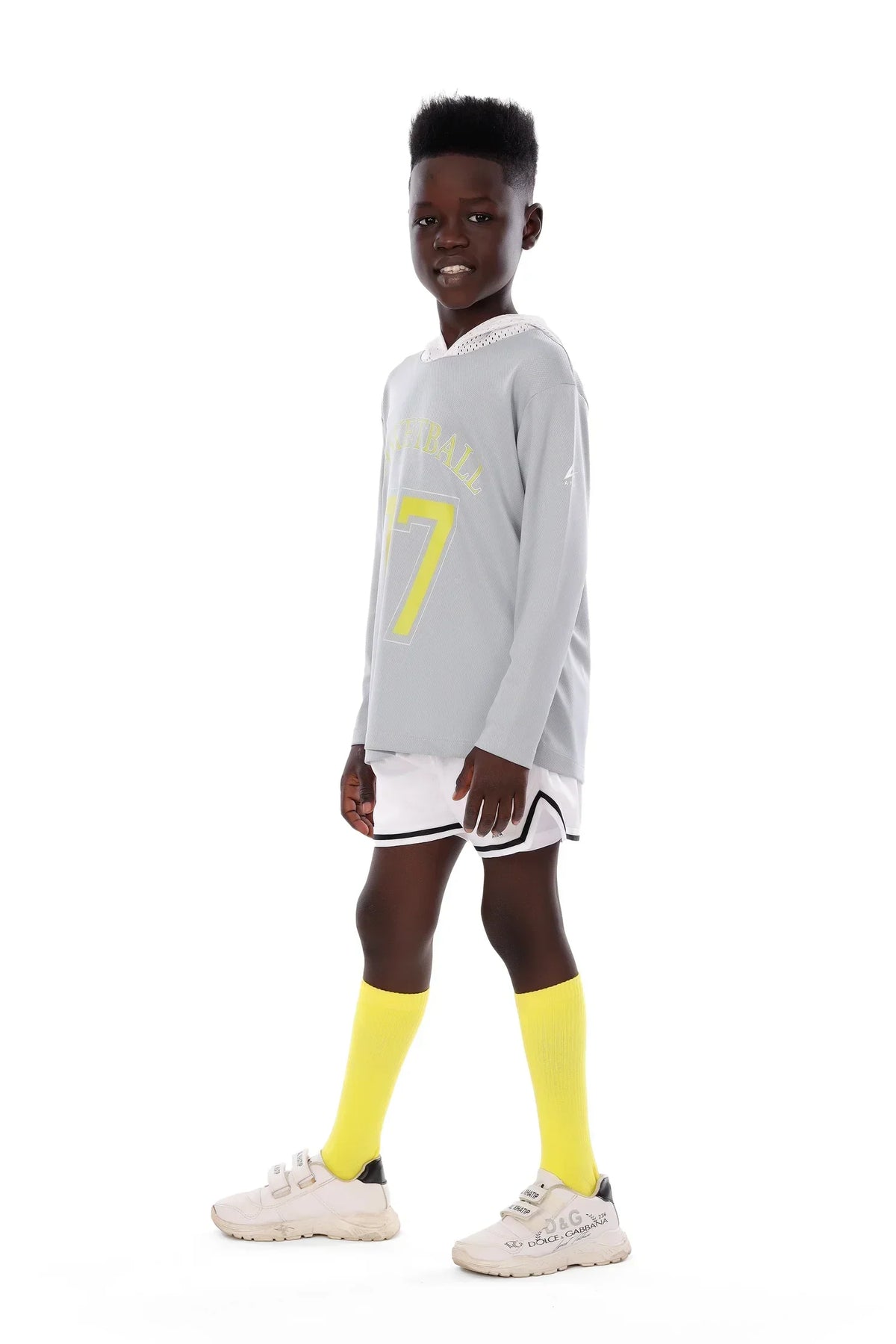 Boys Grey Basketball Long Sleeve Kids Jersey | ANJA Sportswear