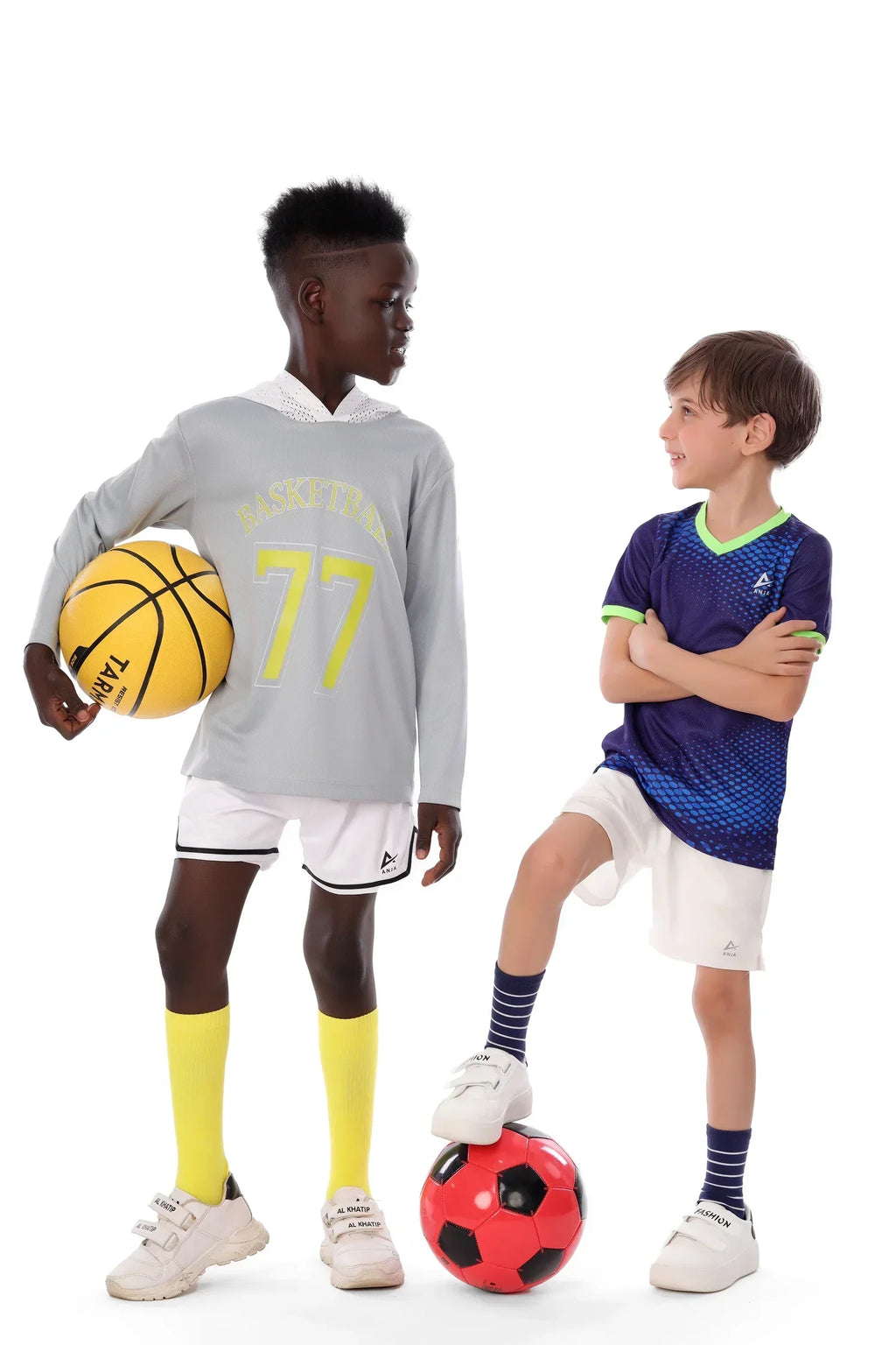 Boys Grey Basketball Long Sleeve Kids Jersey | ANJA Sportswear