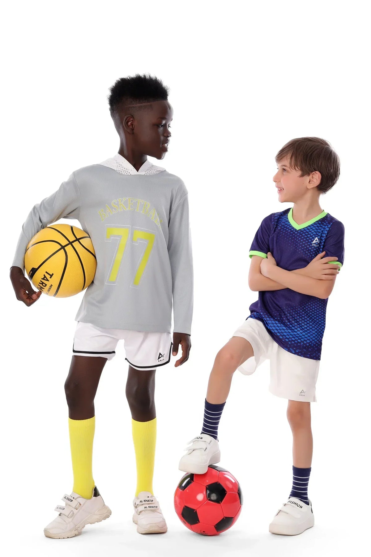 Boys Grey Basketball Long Sleeve Kids Jersey | ANJA Sportswear