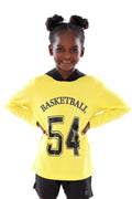 Girls Yellow Basketball  Long Sleeve T-Shirt | ANJA Sportswear