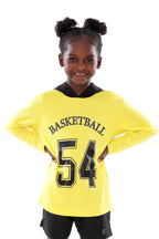 Girls Yellow Basketball  Long Sleeve T-Shirt | ANJA Sportswear