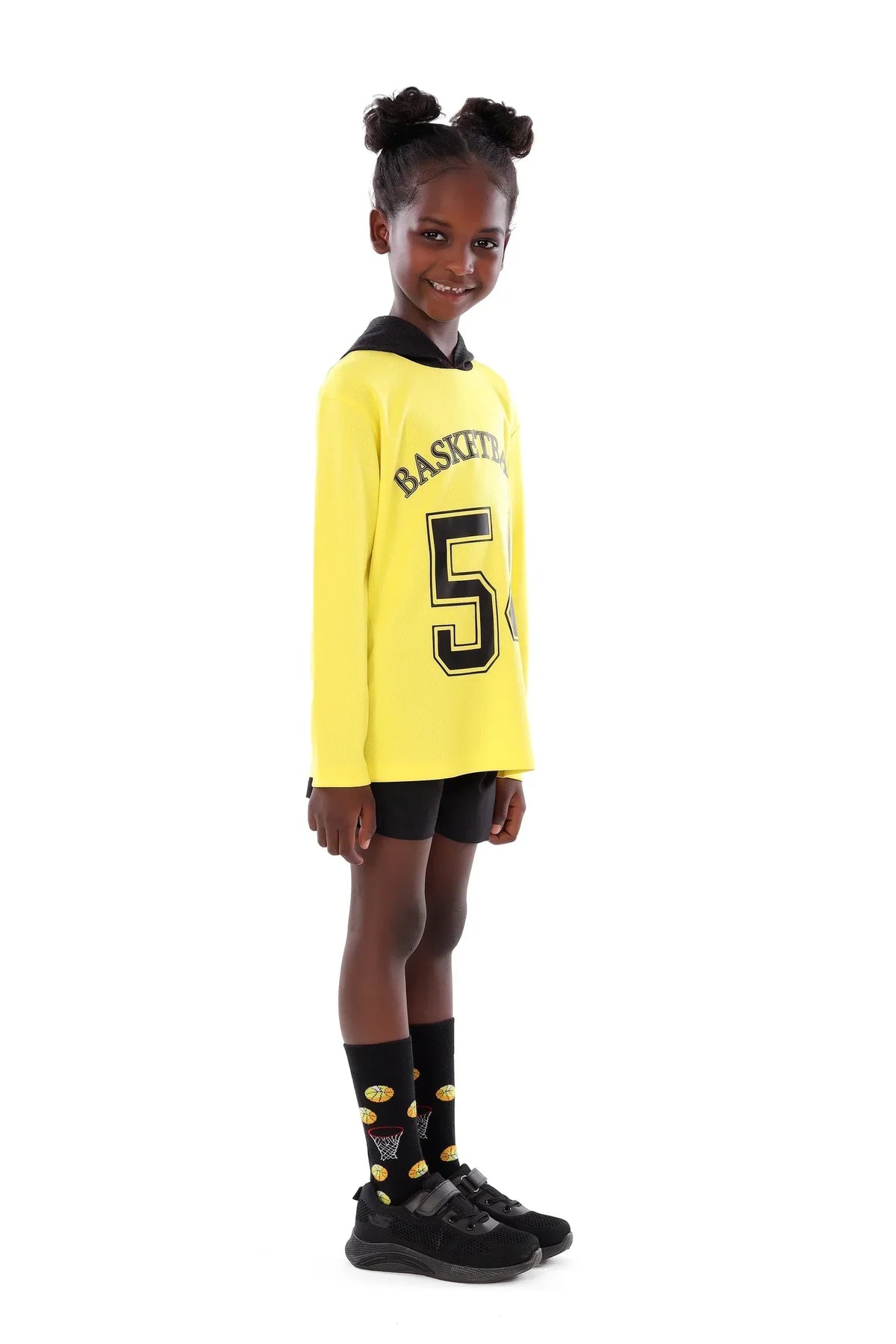 Girls Yellow Basketball  Long Sleeve T-Shirt | ANJA Sportswear