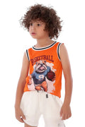 Boys Bulldog Basketball Sleeveless T-Shirt â€“ Sporty Graphic Top | ANJA Sportswear
