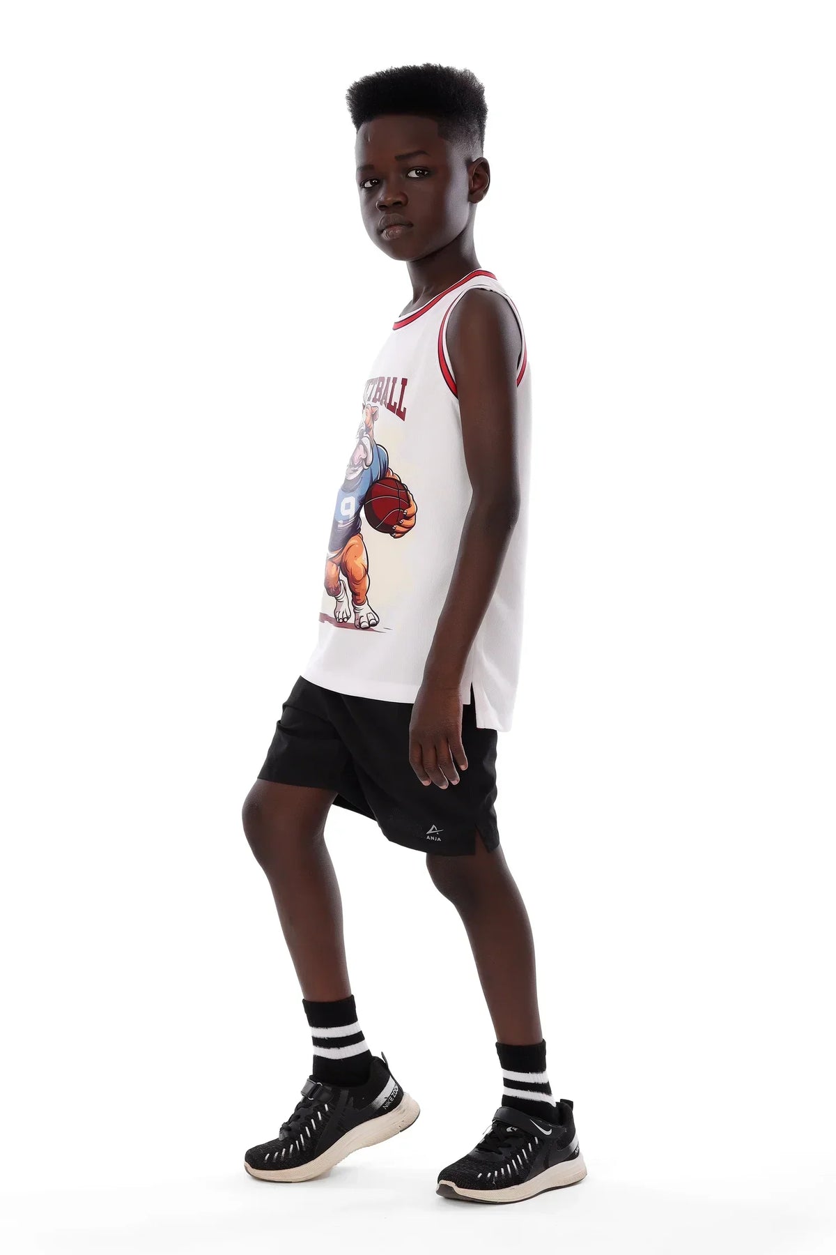 Boys Bulldog Basketball Sleeveless T-Shirt â€“ Sporty Graphic Top | ANJA Sportswear