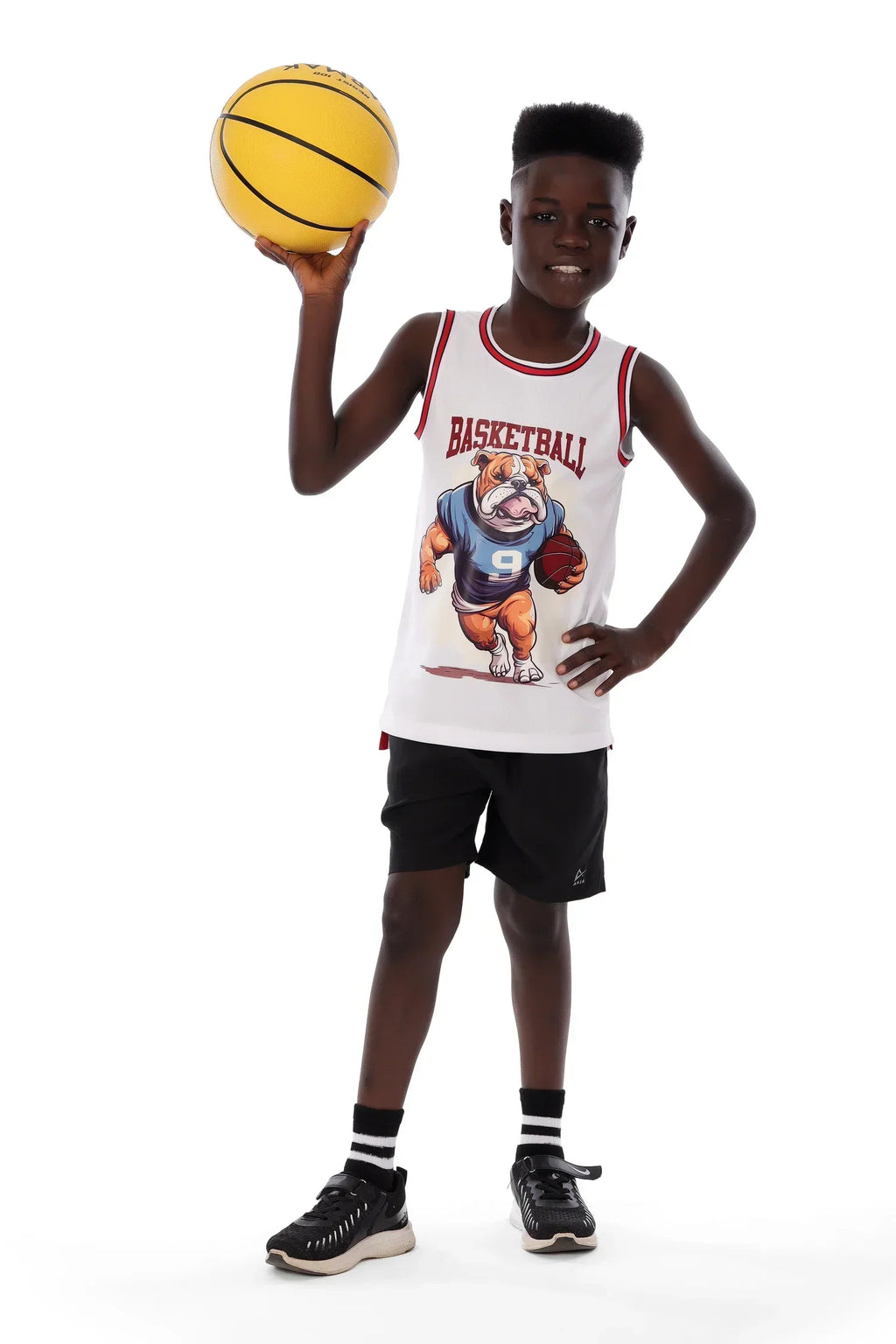 Boys Bulldog Basketball Sleeveless T-Shirt â€“ Sporty Graphic Top | ANJA Sportswear