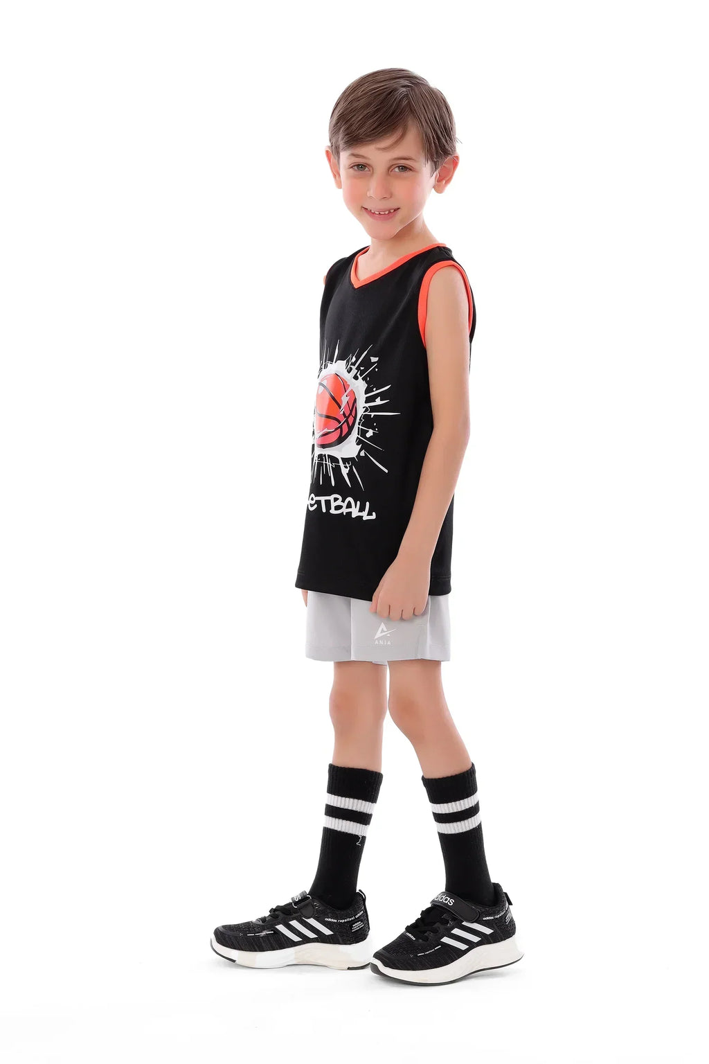 Boys Black Splash Basketball Sleeveless T-Shirt | ANJA Sportswear