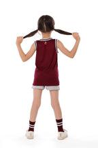 Girls Maroon Tiger Basketball Sleeveless T-Shirt â€“ Sporty Athletic Top | ANJA Sportswear
