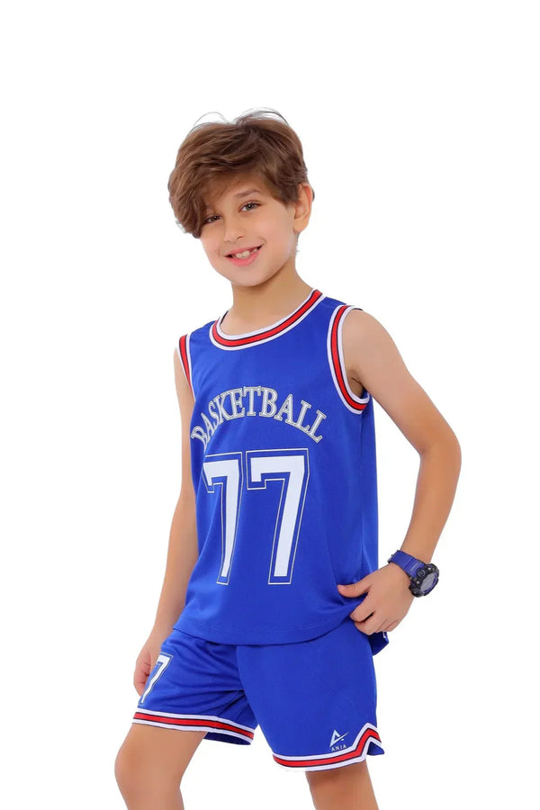 Boys Basketball Kit – Sporty Sleeveless Jersey and Shorts Set