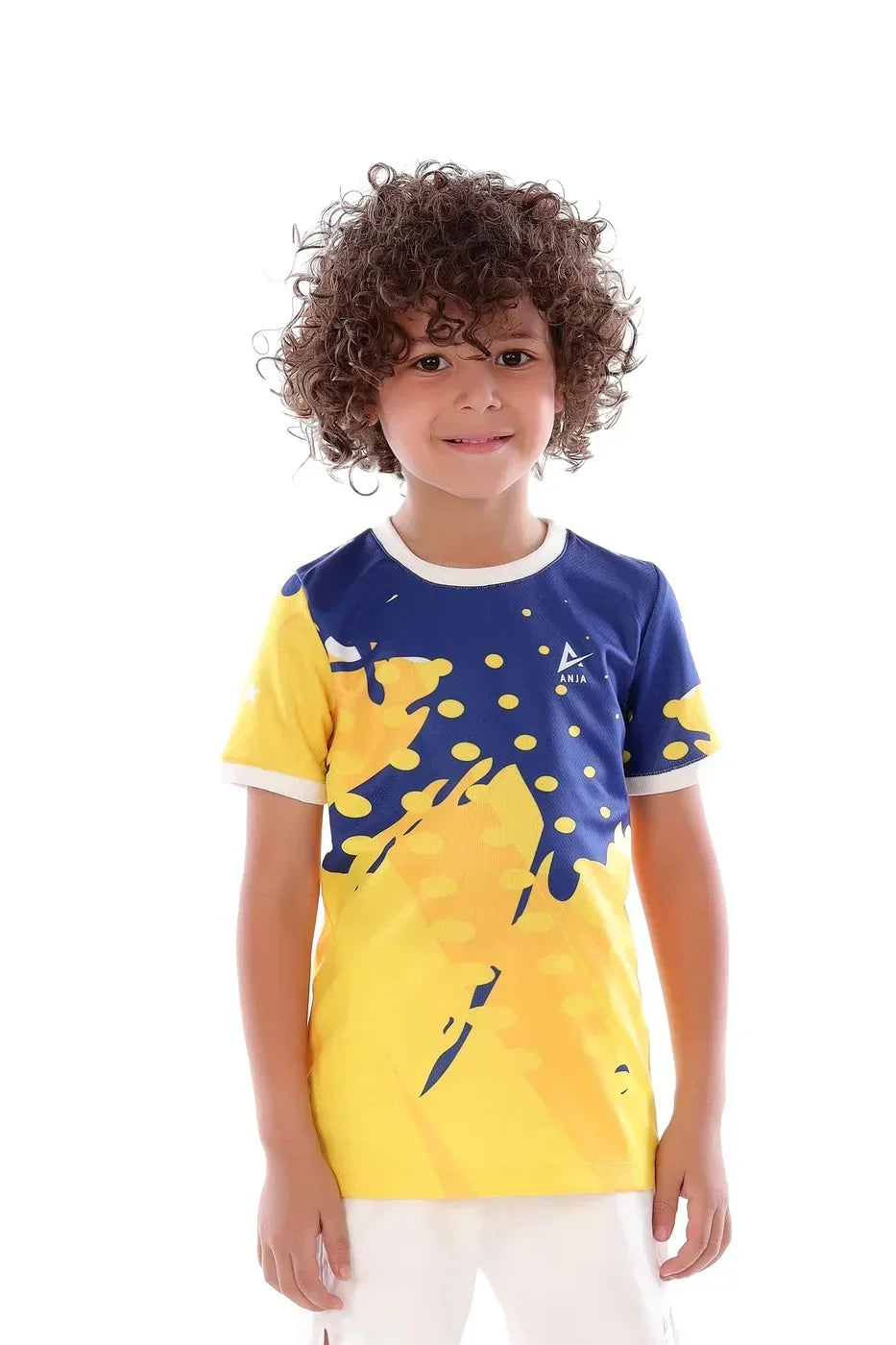 Boys Blue & Yellow T-Shirt â€“ Sporty Graphic Top | ANJA Sportswear