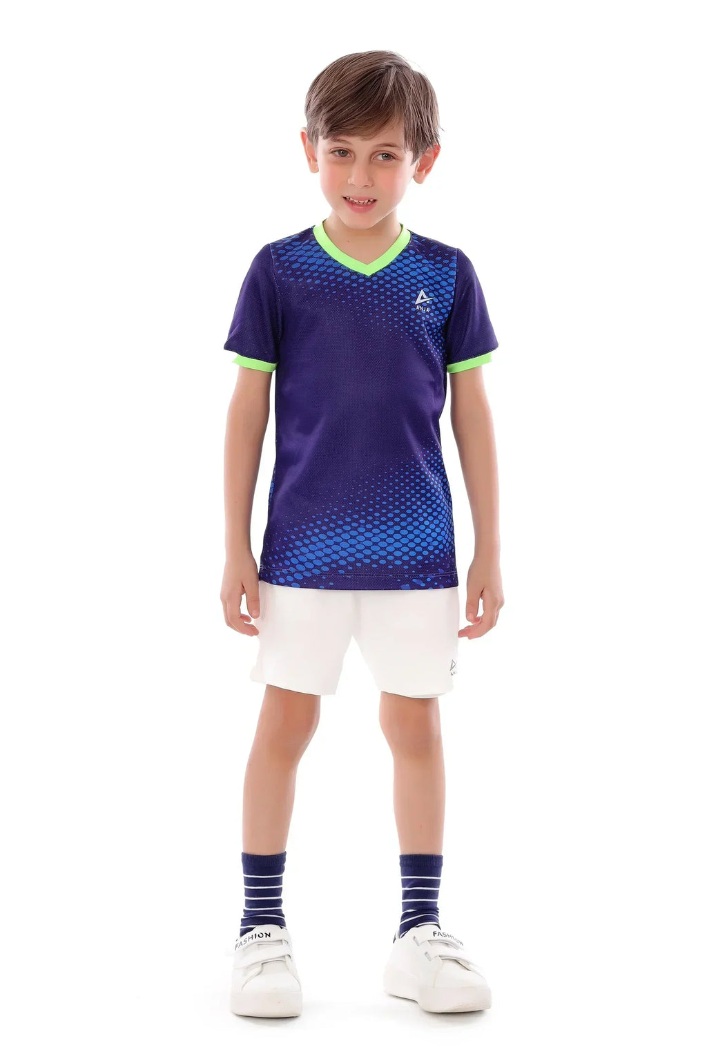 Boys Blue Hex Fade T-Shirt â€“ Sporty Athletic Top | ANJA Sportswear