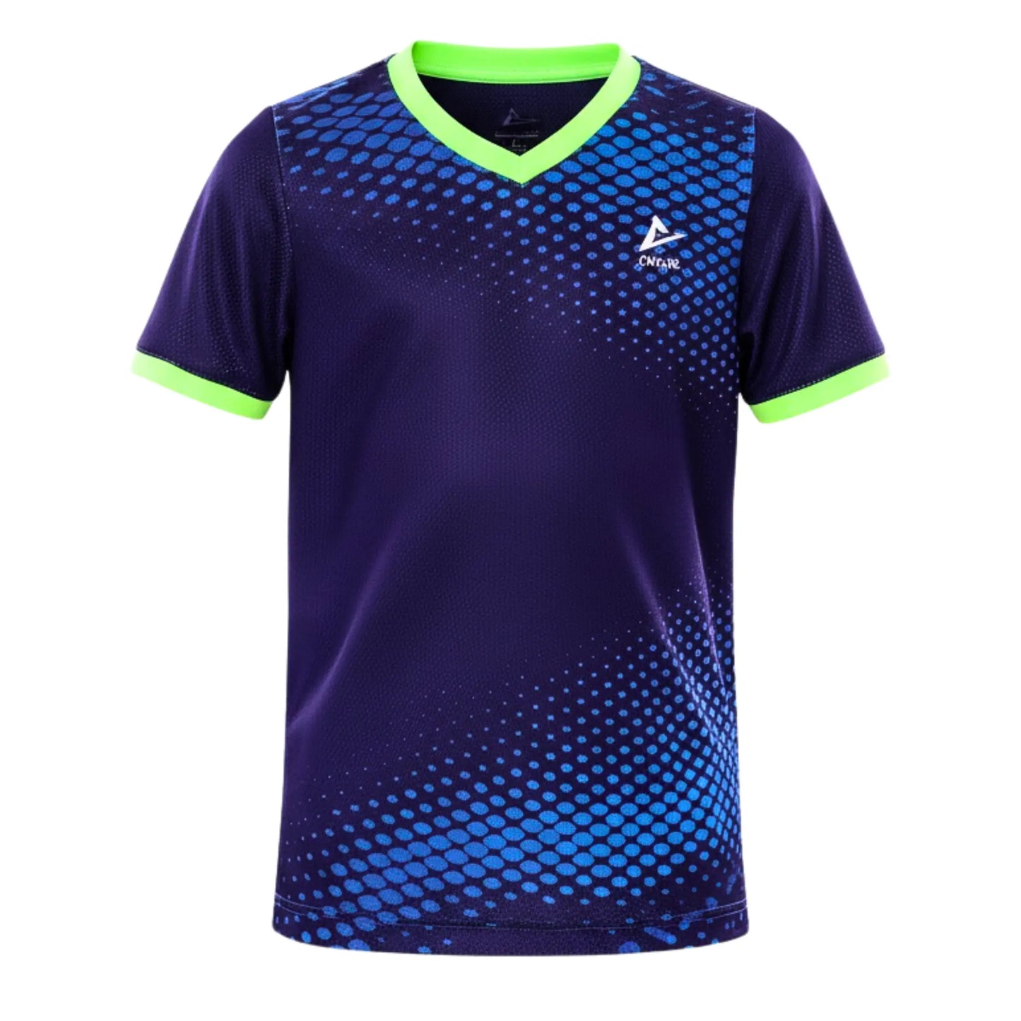 تي شيرت أزرق للبنات بنقشة سداسية باهتة - بلوزة رياضية