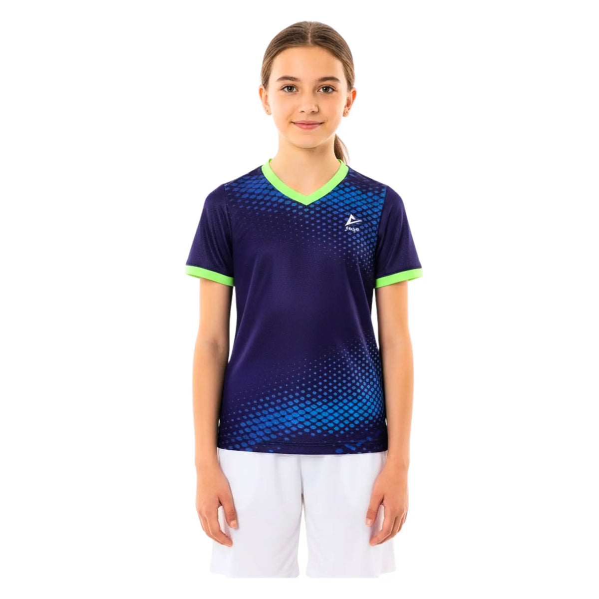 Girls Blue Hex Fade T-Shirt â€“ Sporty Athletic Top | ANJA Sportswear