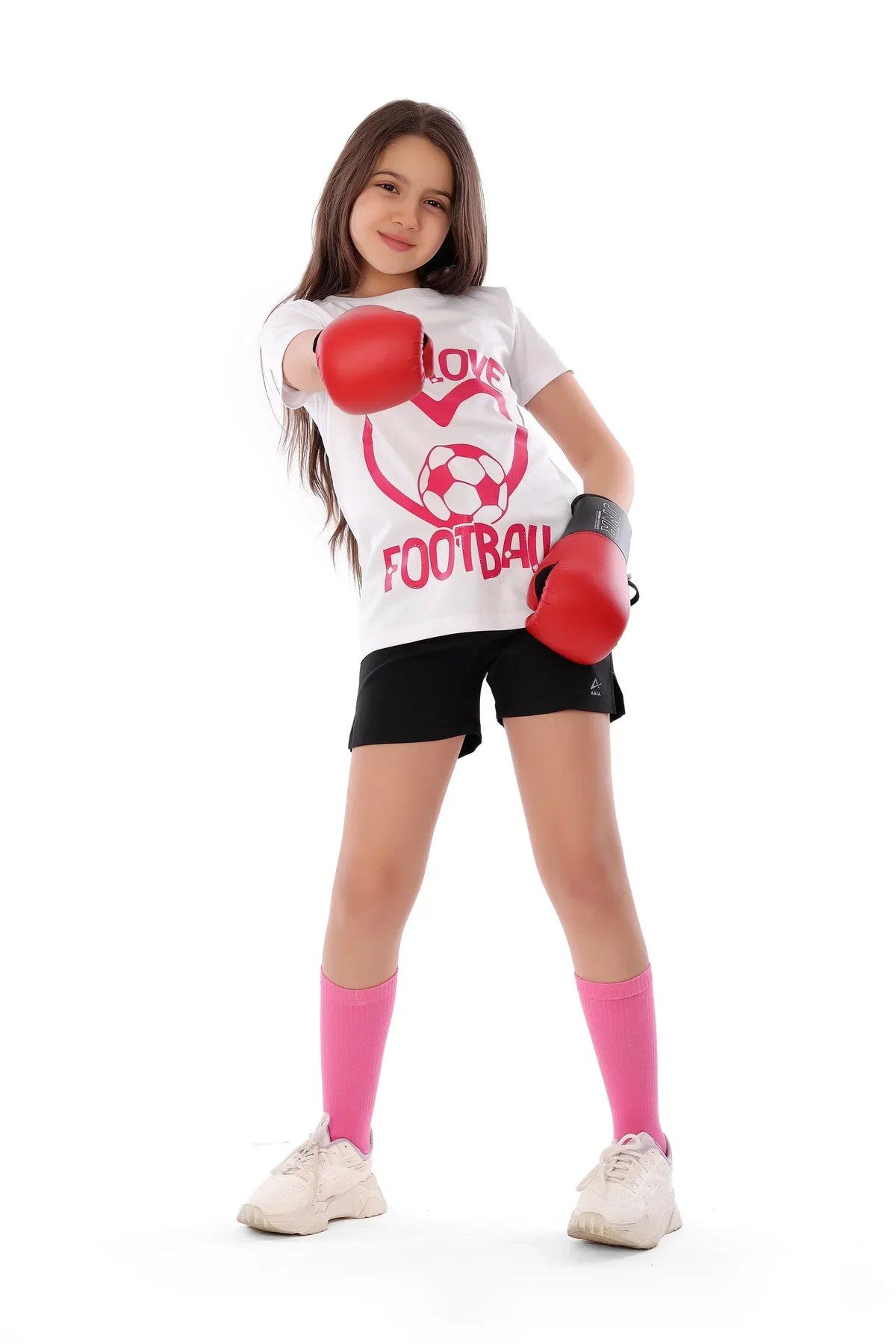 Girls White Love Football Graphic T-Shirt â€“ Sporty Top | ANJA Sportswear