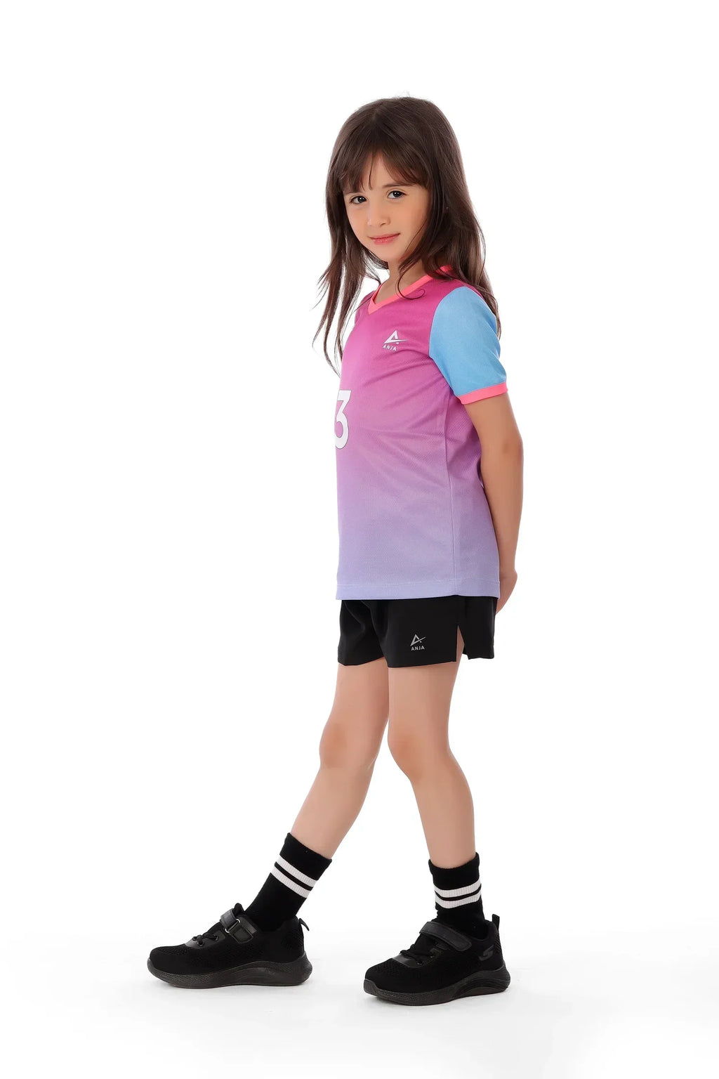 Girls Pink & Blue Ombre  T-Shirt â€“ Sporty Athletic Top | ANJA Sportswear