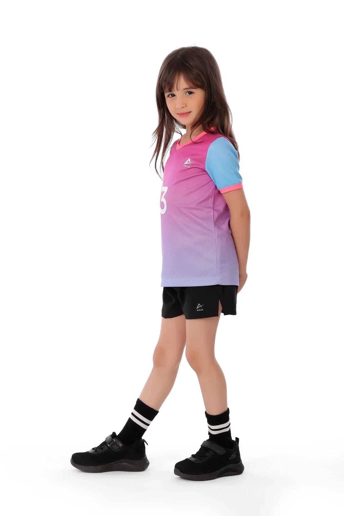 Girls Pink & Blue Ombre  T-Shirt â€“ Sporty Athletic Top | ANJA Sportswear