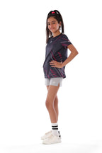 Girls Black & Red Streak  T-Shirt â€“ Sporty Graphic Top | ANJA Sportswear