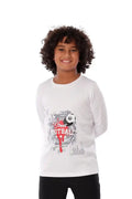 Boys White Street Football Long Sleeve T-Shirt â€“ Sporty Graphic Top | ANJA Sportswear