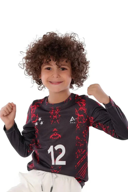 Boys Black & Red Jersey â€“ Long Sleeve T-Shirt | ANJA Sportswear