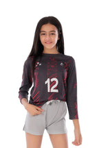 Girls Black & Red Jersey â€“ Long Sleeve T-Shirt | ANJA Sportswear