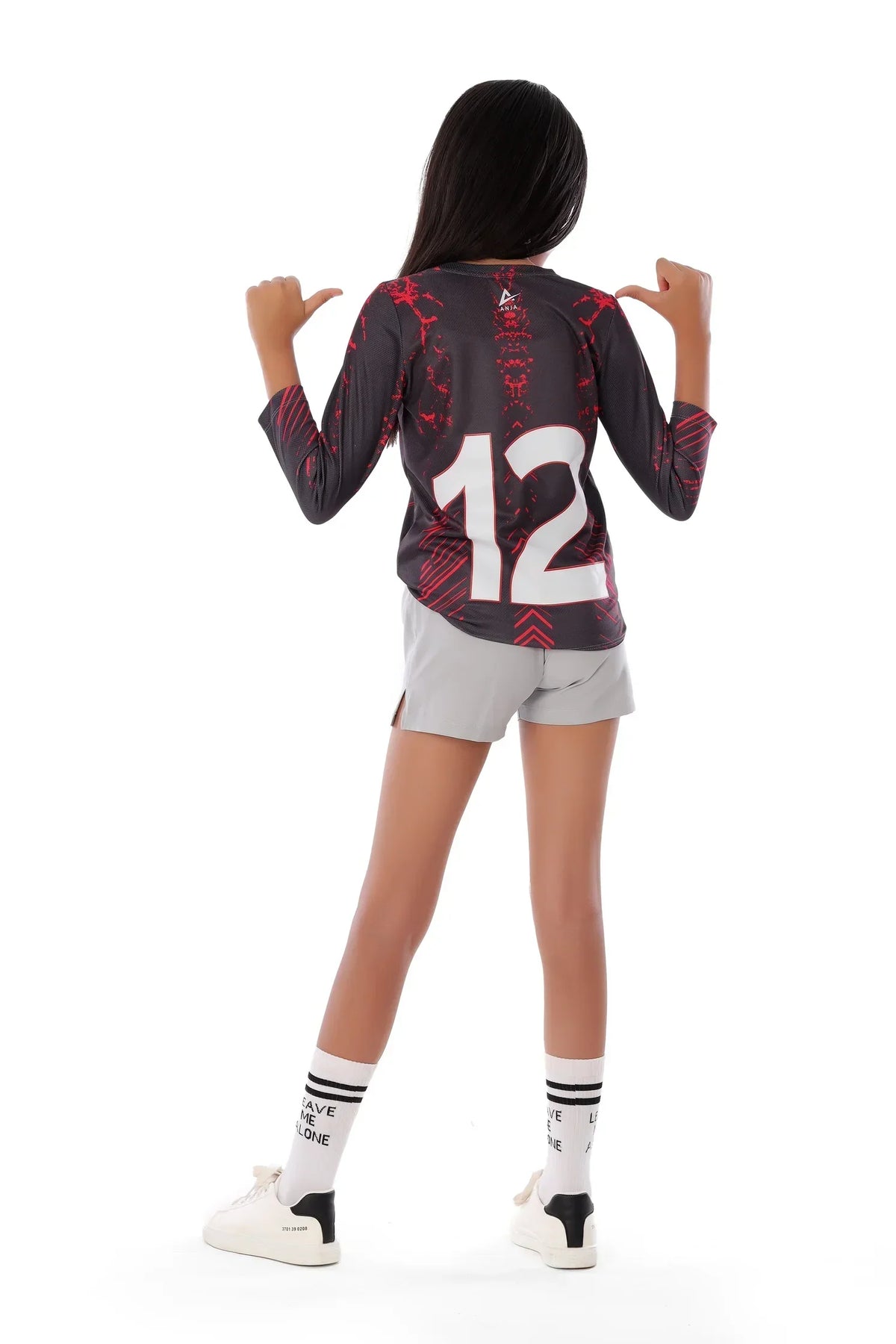 Girls Black & Red Jersey â€“ Long Sleeve T-Shirt | ANJA Sportswear