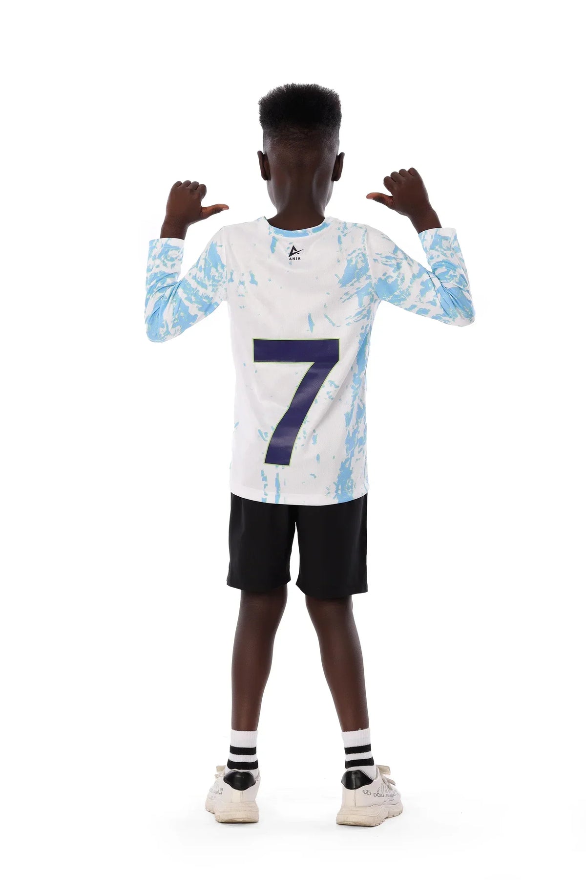 Boys Blue Marble  Long Sleeve T-Shirt â€“ Sporty Athletic Top | ANJA Sportswear