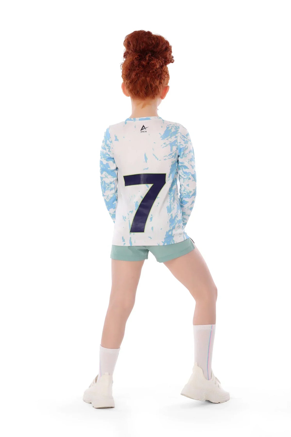 Girls Blue Marble  Long Sleeve T-Shirt â€“ Sporty Athletic Top | ANJA Sportswear