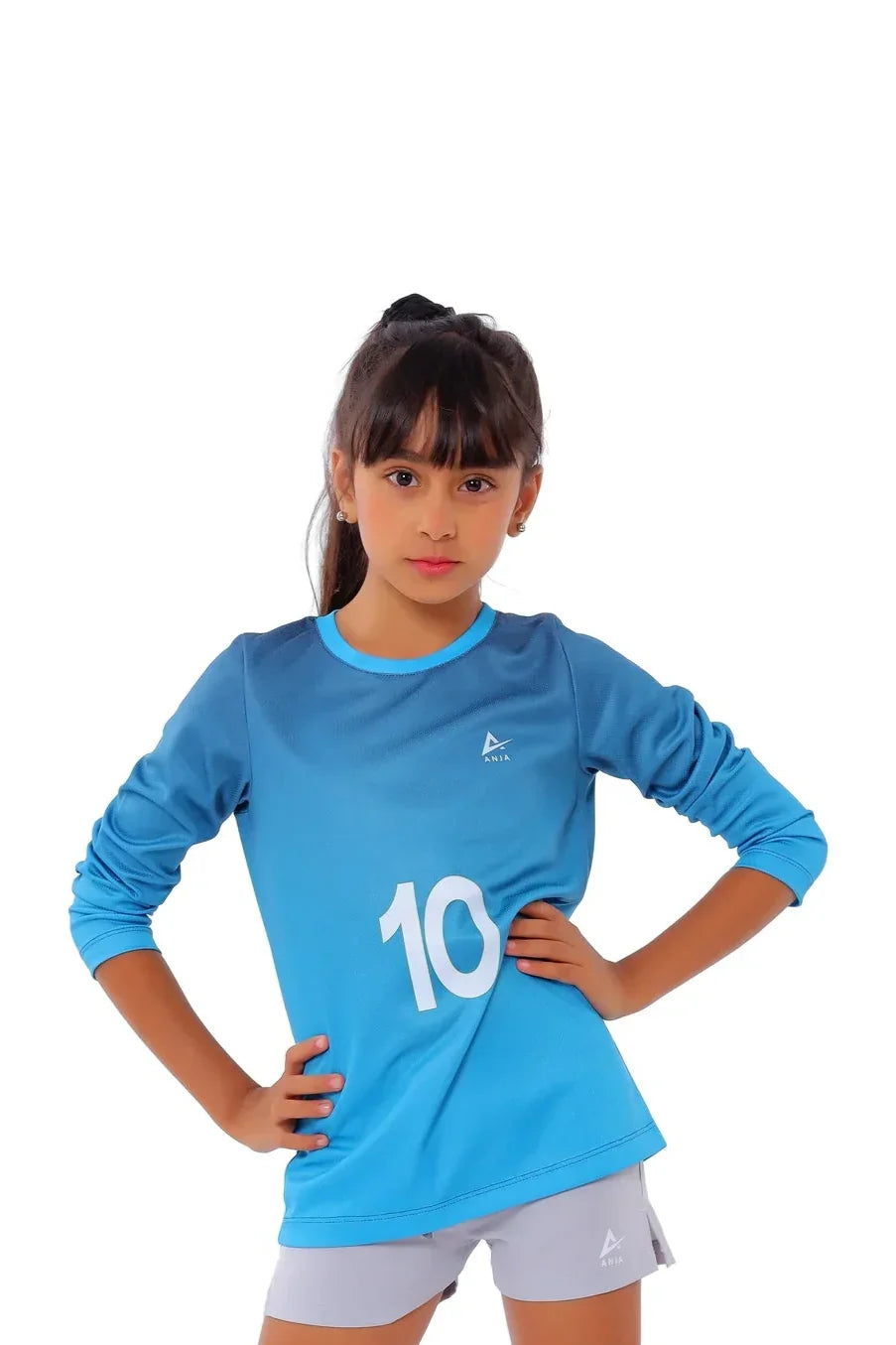 Girls Blue Long Sleeve Jersey â€“ Sporty Athletic T-Shirt | ANJA Sportswear