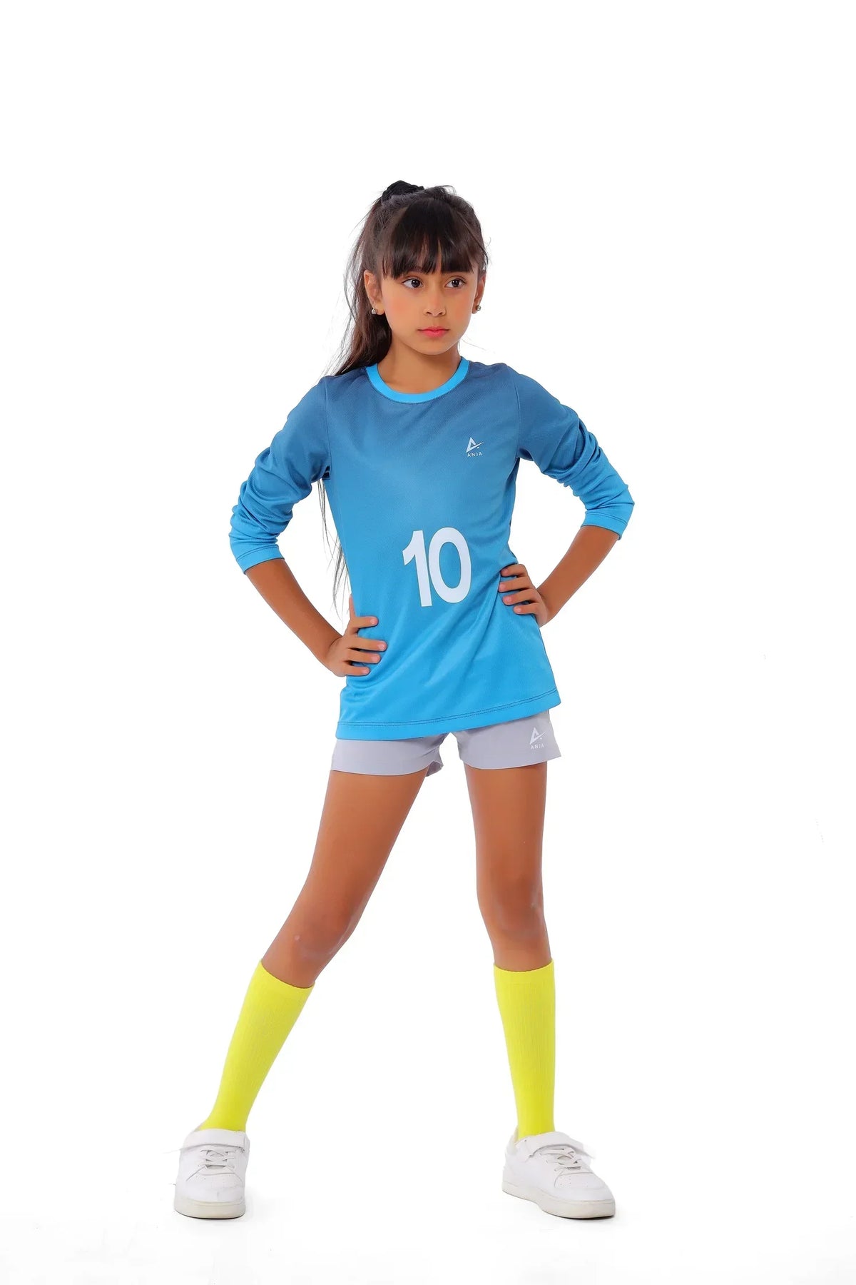 Girls Blue Long Sleeve Jersey â€“ Sporty Athletic T-Shirt | ANJA Sportswear