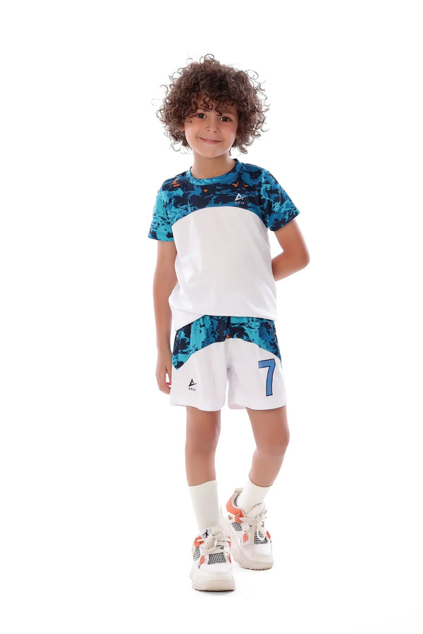 Boys Pattern Sports Kit – Athletic T-Shirt and Shorts Set