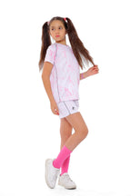 Girls White & Pink Splash Athletic Kit â€“ Sporty T-Shirt and Shorts Set | ANJA Sportswear