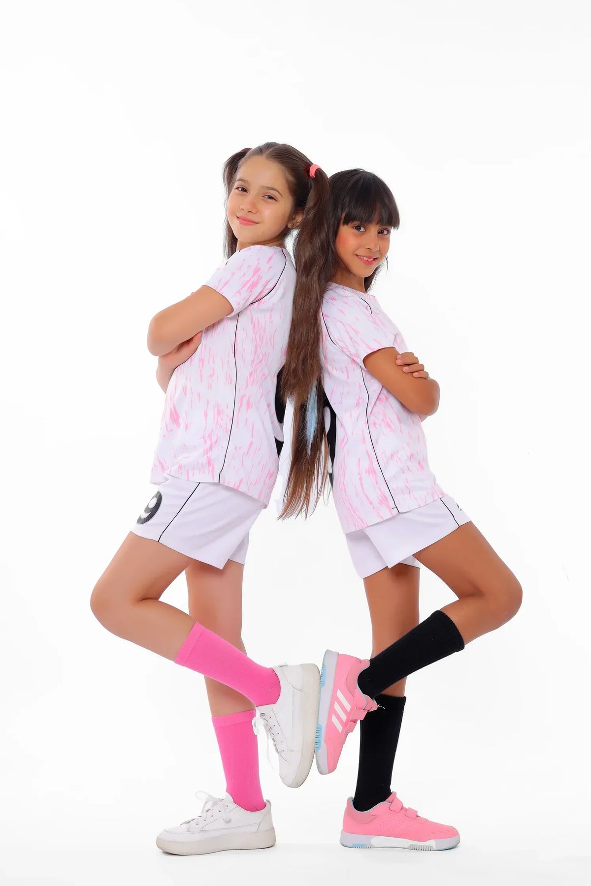 Girls White & Pink Splash Athletic Kit â€“ Sporty T-Shirt and Shorts Set | ANJA Sportswear