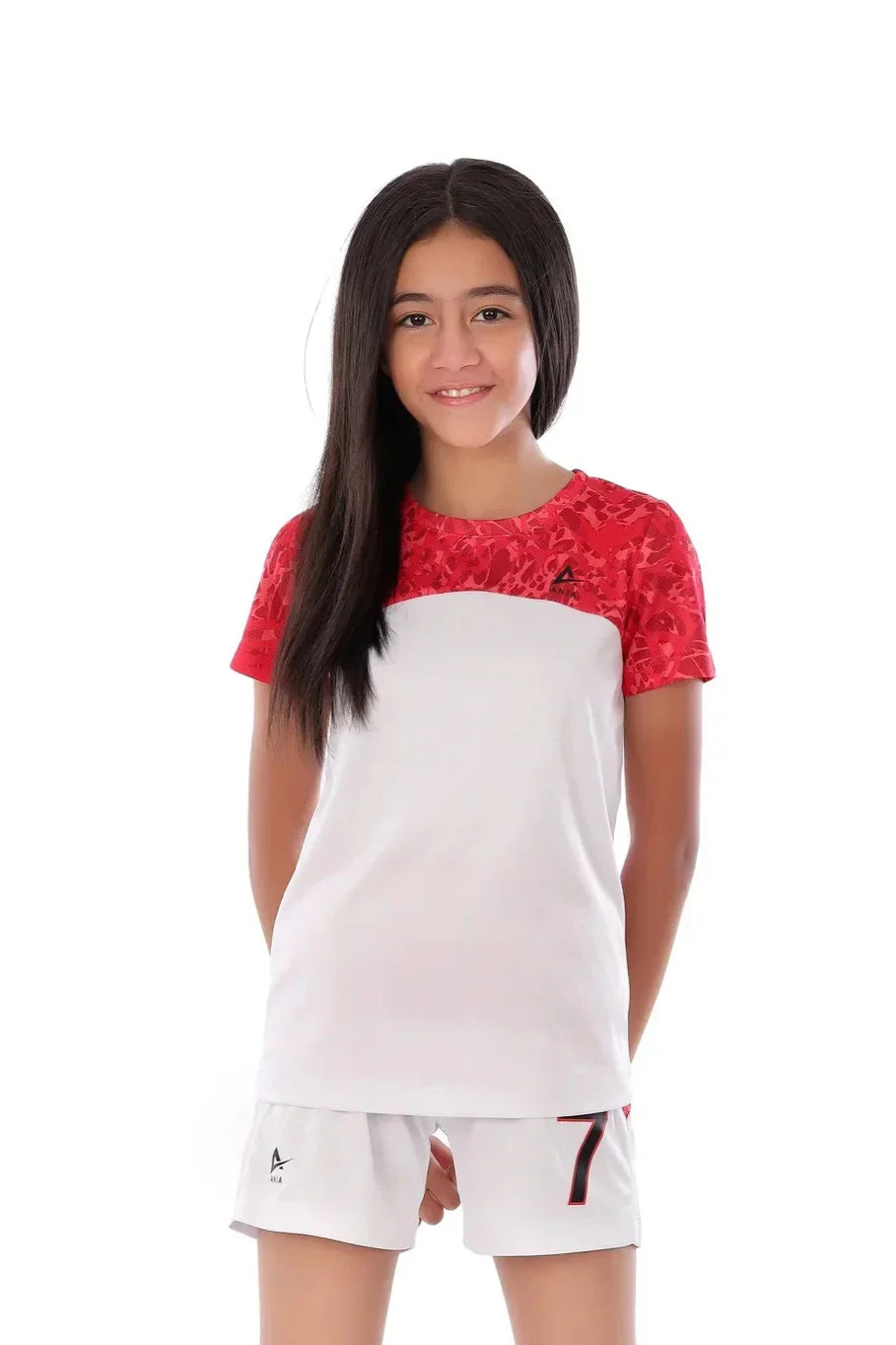 طقم رياضي بنقشة للبنات - طقم تيشيرت رياضي وشورت