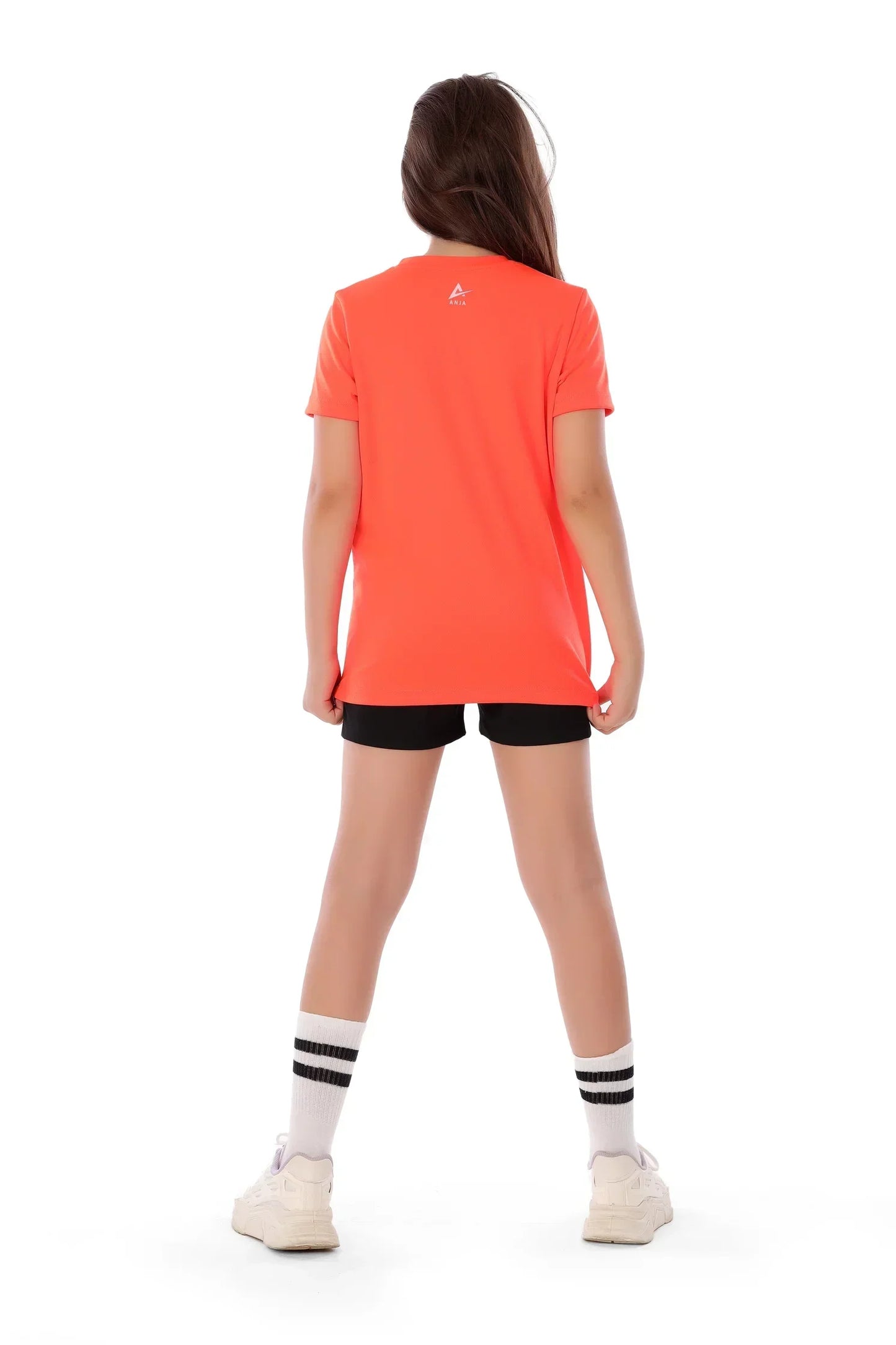 Girls Neon Orange Real Girls Play Handball T-Shirt â€“ Sporty Athletic Top | ANJA Sportswear