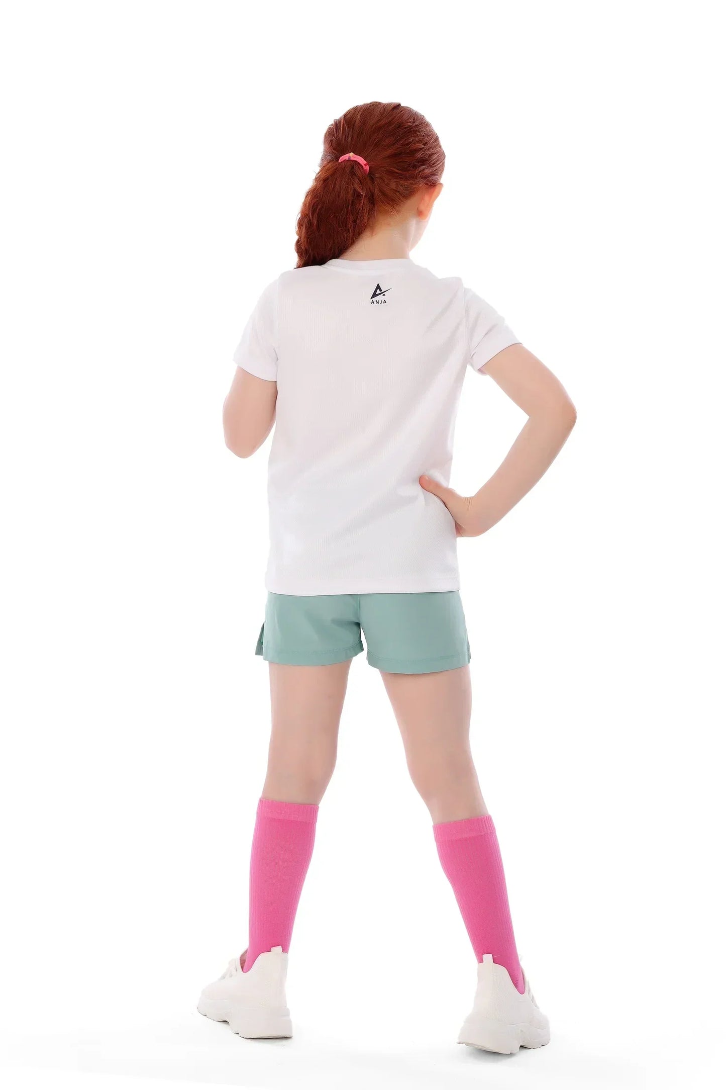 Girls White Handball Player Graphic T-Shirt â€“ Sporty Athletic Top | ANJA Sportswear