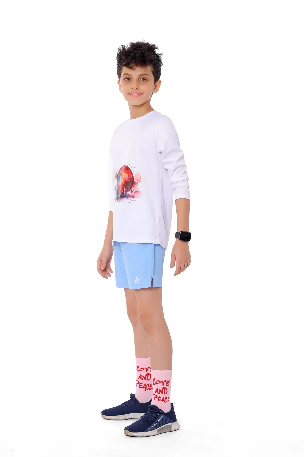 Boys White Splash HandBall T-Shirt â€“ Sporty Long Sleeve Top | ANJA Sportswear