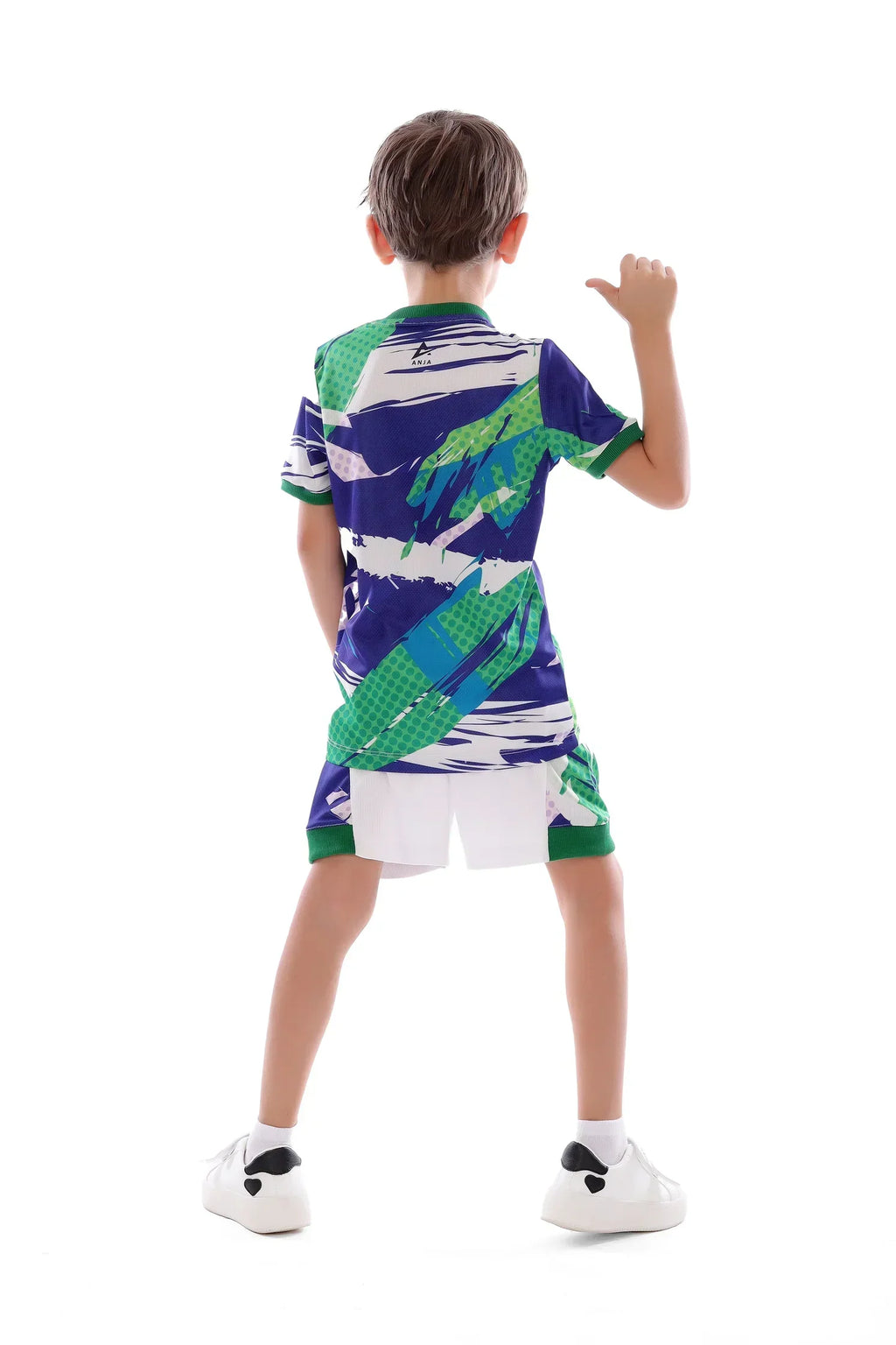 Boys Green & Blue Graphic  Sports Kit â€“  Athletic T-Shirt and Shorts Set | ANJA Sportswear