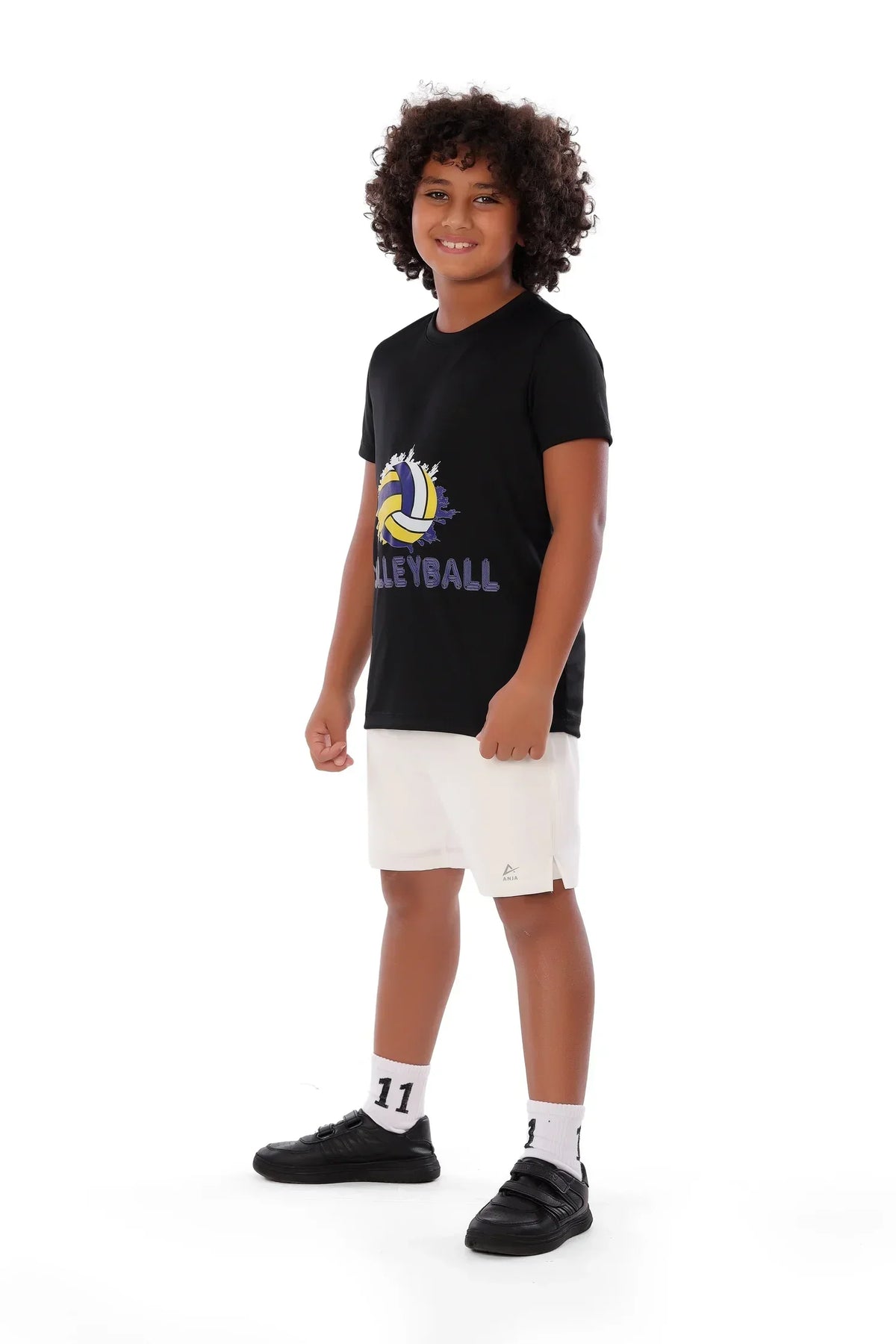 Boys Black Volleyball T-Shirt â€“ Sporty Athletic Top | ANJA Sportswear