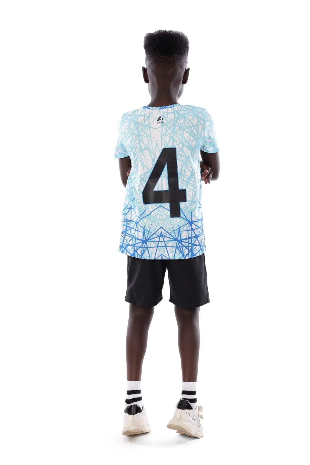 Boys Blue Print Performance T-Shirt â€“ Short sleeve Sporty Athletic Top | ANJA Sportswear