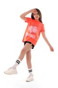 Girls' Orange Volleyball T-shirt â€“ Breathable, Comfortable Design | ANJA Sportswear