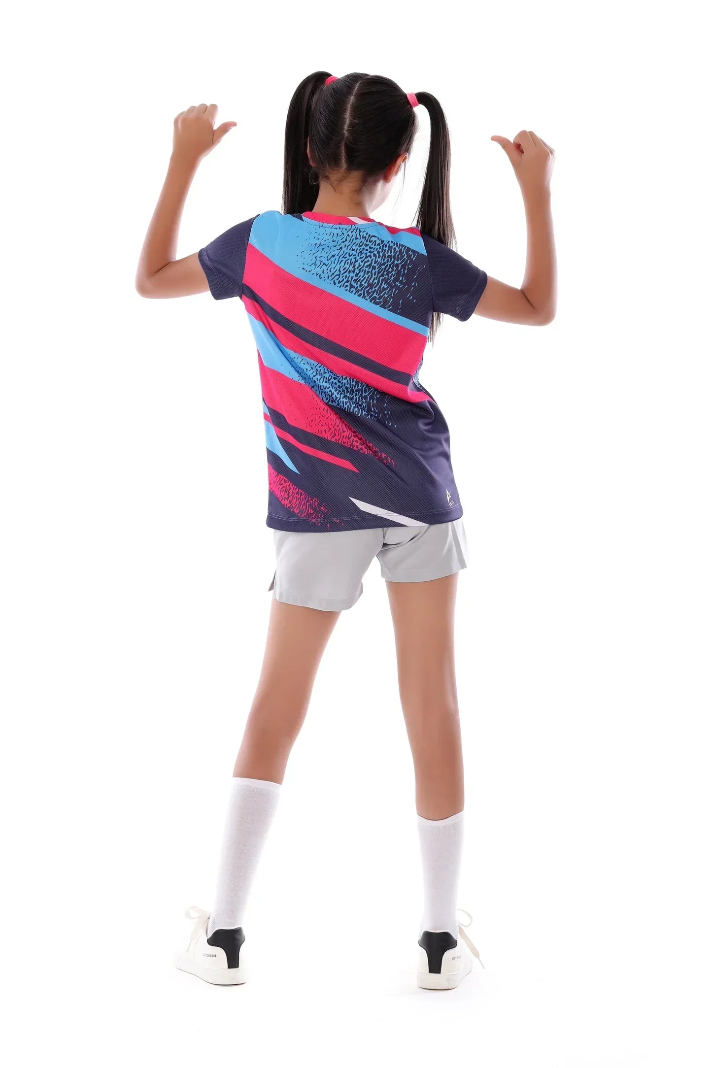 Girls Blue & Pink Streak T-Shirt â€“ Sporty Athletic Top | ANJA Sportswear