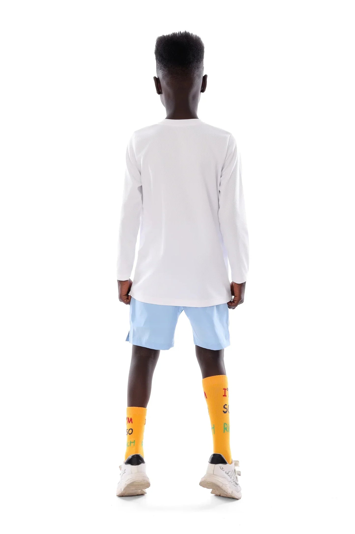 Boys White Volleyball Burst Graphic T-Shirt â€“ Sporty Long Sleeve Top | ANJA Sportswear