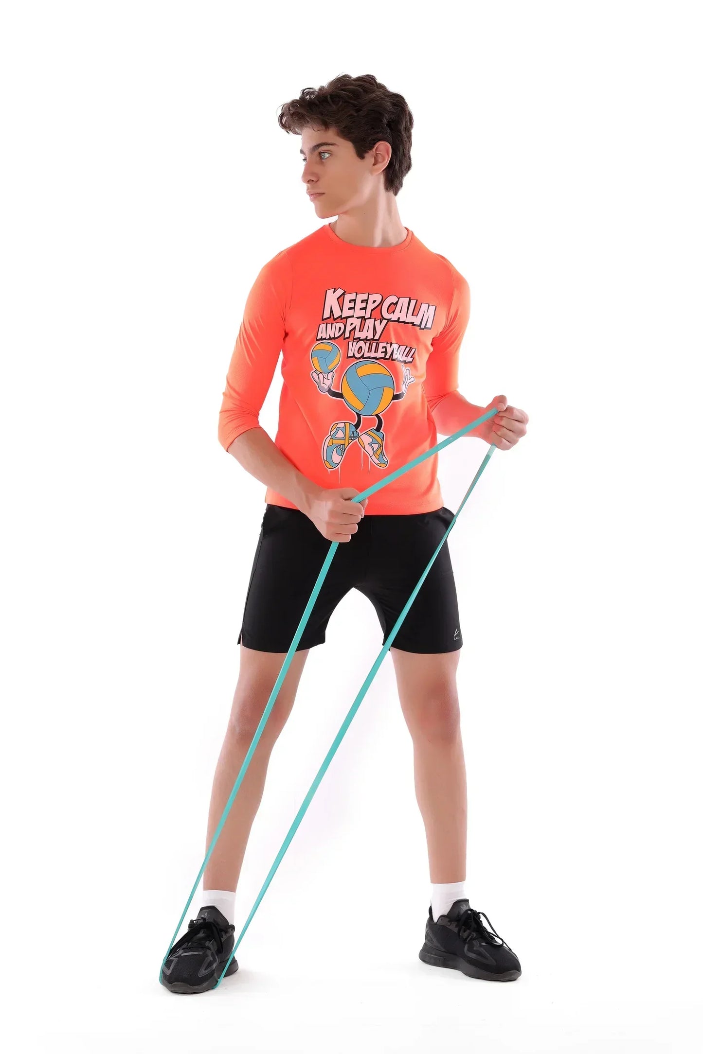 Boys Neon Orange Volleyball T-Shirt â€“  Sporty Graphic Top | ANJA Sportswear