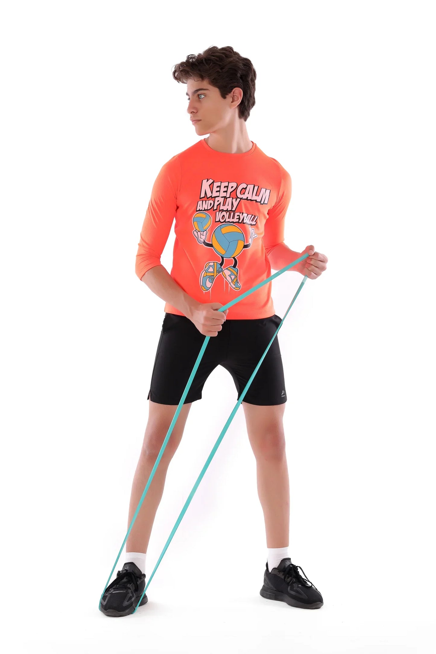 Boys Neon Orange Volleyball T-Shirt –  Sporty Graphic Top