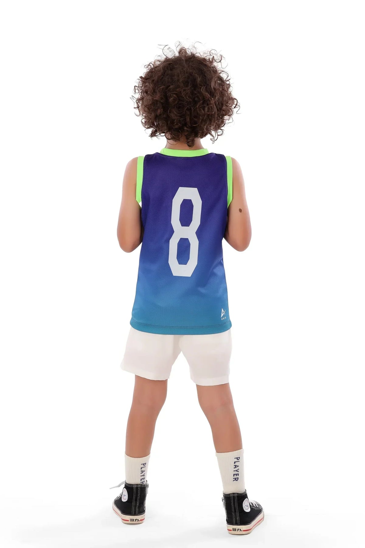 Boys Blue Ombre Sleeveless Jersey â€“ Neon Trim Sport Tank | ANJA Sportswear