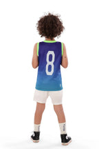 Boys Blue Ombre Sleeveless Jersey â€“ Neon Trim Sport Tank | ANJA Sportswear