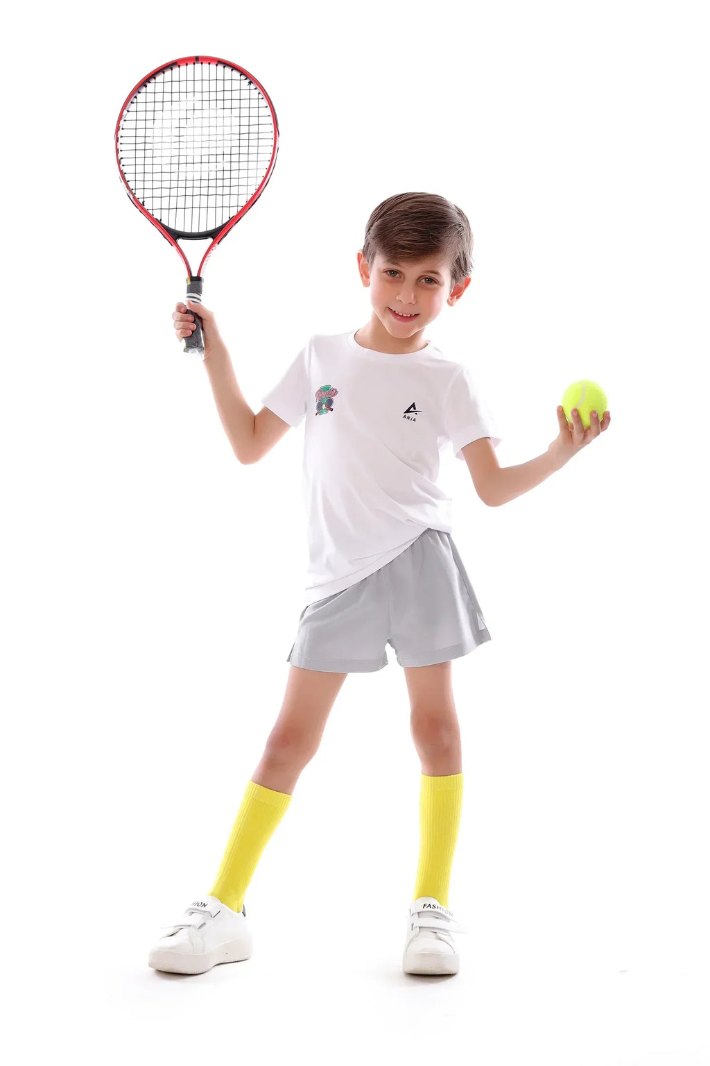 Boys White Classic Tennis T-Shirt â€“ Sporty Short Sleeve Top | ANJA Sportswear