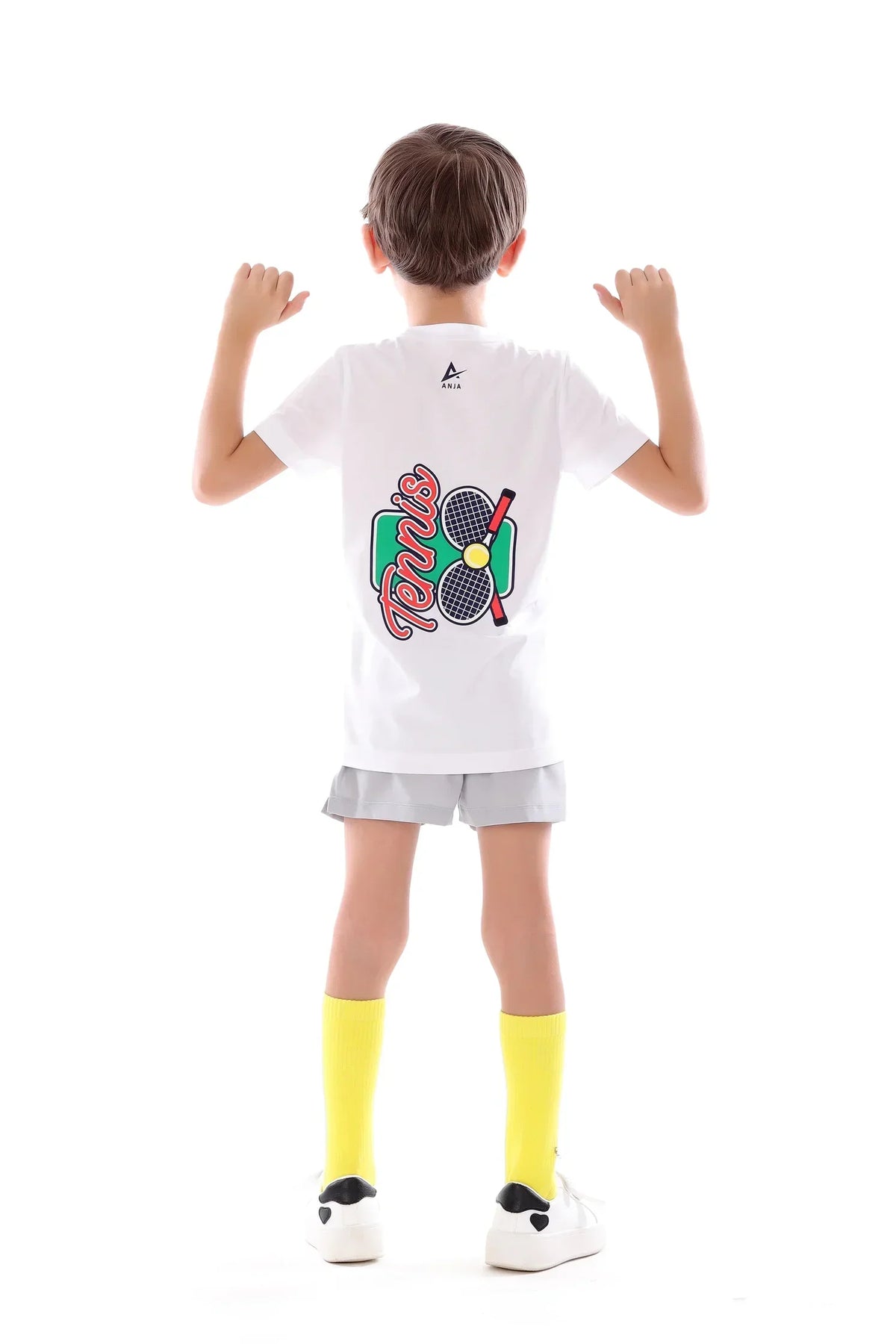 Boys White Classic Tennis T-Shirt â€“ Sporty Short Sleeve Top | ANJA Sportswear