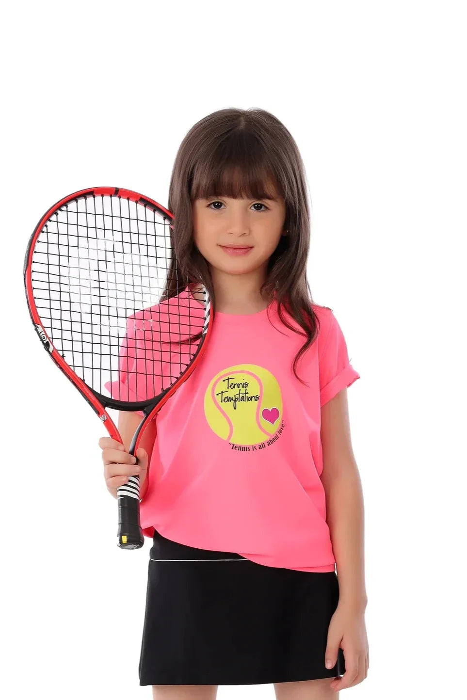 Girls Neon Pink Love Tennis Graphic T-Shirt â€“ Sporty Top | ANJA Sportswear